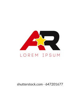 Initial letter ar yellow star logo red black
