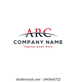 Initial letter ARC, overlapping movement swoosh horizon logo company design inspiration in red and dark blue color vector