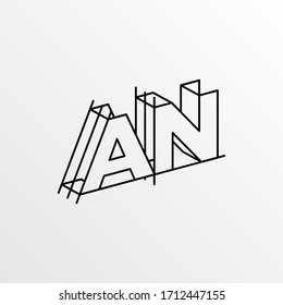 Letra inicial AN con diseño de logotipo gráfico de arquitectura