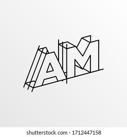 Letra inicial AM con diseño de logotipo gráfico de arquitectura