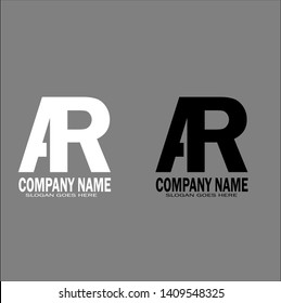 initial Letter AR/RA logo template vector design black and white