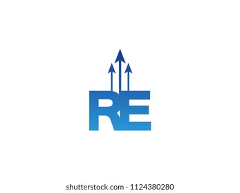 Initial Letter RE Arrow Chart Finance Business