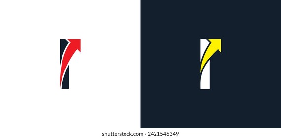 símbolo de símbolo de signo de concepto de logotipo de flecha de letra I inicial Elemento de diseño. Logotipo Financiero, Consultoría, Logística. Plantilla de logotipo de ilustración de vector
