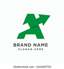 Initial letter A with arrow logo design template vector