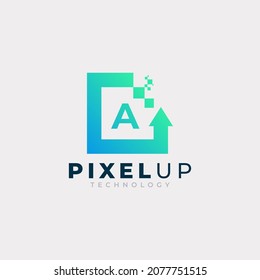 Initial Letter A with Arrow Pixel Logo Design Inspiration