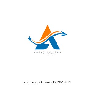 Initial Letter A Arrow Star Swoosh Logo