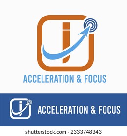 Initial I Letter with arrow upward and focus for accelerated, acceleration, technology company logo idea