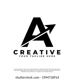 Letra inicial A logotipo artístico creativo de la forma Flecha arriba. Usable para logotipos de empresas y marcas.