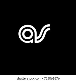 Initial letter as, linked outline rounded lowercase, white color