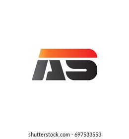 Initial letter AS, straight linked line bold logo, gradient fire red black colors
