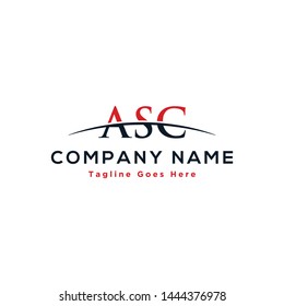 Initial letter ASC, overlapping movement swoosh horizon logo company design inspiration in red and dark blue color vector