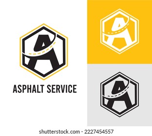 Initial A Letter with asphalt and paving symbol for asphalt logo and transport business design template