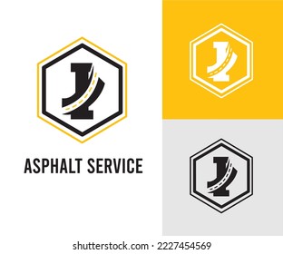 Letra inicial I con asfalto y símbolo de pavimentación para el logotipo de asfalto y la plantilla de diseño de negocio de transporte