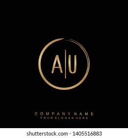 Initial letter AU beautiful handwriting logo vector template