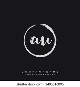 Initial letter AU beautiful handwriting logo vector template