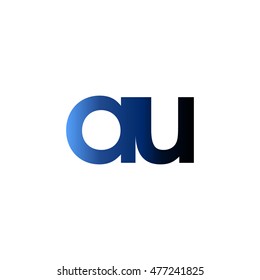 Initial letter AU blue black gradation color logo