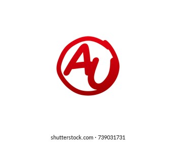 The initial letter AU handwritten logo