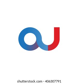 initial letter au linked circle lowercase logo blue red