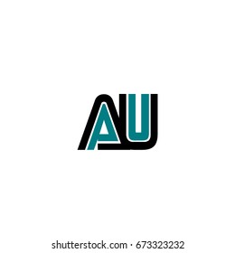 Initial letter au, linked outline rounded lowercase 