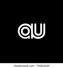 Initial letter au, linked outline rounded lowercase, white color