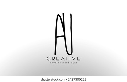 Initial letter AU logo design template