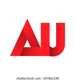 Initial letter AU logo design concept in professional red color