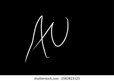 Initial Letter AU Logo in doodle style, Handwritten and Signature in combined style for Business Names with AU Alphabet