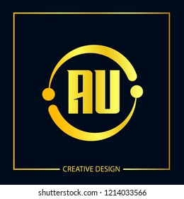 Initial Letter AU Logo Template Design