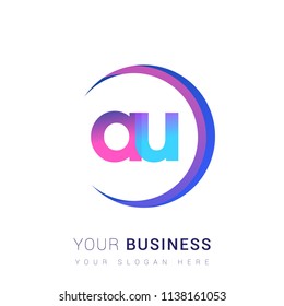 initial letter AU logotype company name, coloreful and swoosh design. vector logo for business and company identity.
