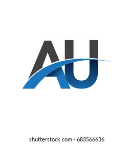 initial letter AU logotype company name colored blue and grey swoosh design. vector logo for business and company identity.
