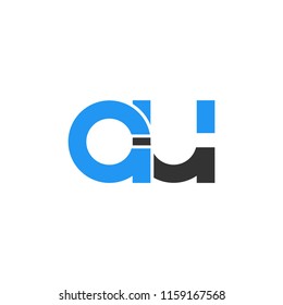 Initial letter AU lowercase logo design template