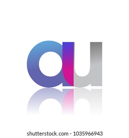 Initial Letter AU Lowercase overlap Logo Blue, pink and grey, Modern and Simple Logo Design.