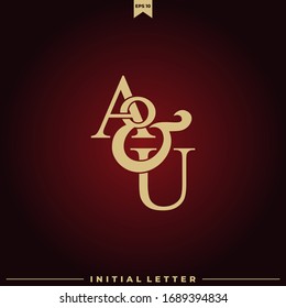Initial letter AU luxury logo, gold color logo template.