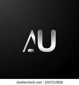 Initial letter AU modern style logo silver