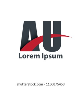 Initial Letter AU Overlapping Design Logo
