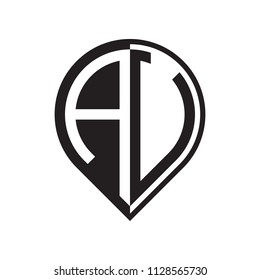 initial letter au pin logo black