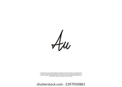 Initial Letter Au signature style Logo monogram typography for business name. Vector logo inspiration
