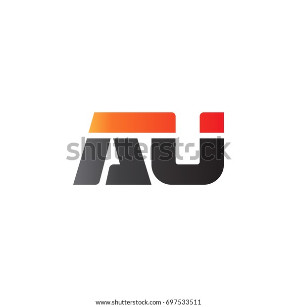 Initial letter AU, straight linked line bold logo,\
gradient fire red black\
colors