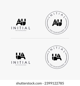 Initial letter AU UA logo design Simple isolated on white Background. Usable for Business and Branding Logos.