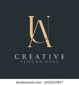 Initial Letter AU, UA Logo Design vector Template Illustration Creative Abstract 