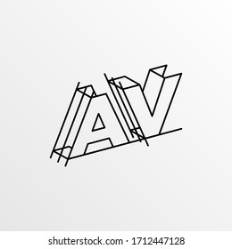Letra inicial AV con diseño de logotipo gráfico de arquitectura