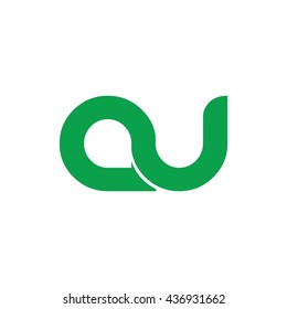 Initial Letter AV AU Circle Lowercase Logo Green