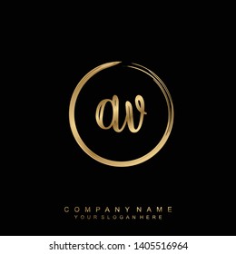 Initial letter AV beautiful handwriting logo vector template