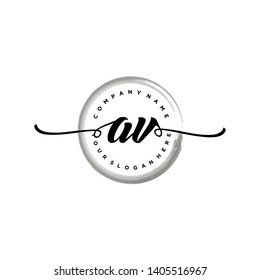 Initial letter AV beautiful handwriting logo vector template