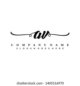 Initial letter AV beautiful handwriting logo vector template