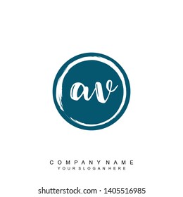 Initial letter AV beautiful handwriting logo vector template