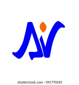 initial letter AV blue color logo vector