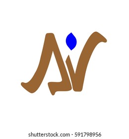initial letter AV brown color logo vector