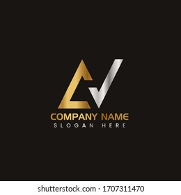Letra inicial AV mayúscula elementos de plantilla de diseño de icono. Logo de línea moderna con estilo de lujo dorado plateado. Se puede utilizar para negocios, grupos de empresas, consultoría, finanzas. Ilustración vectorial.