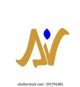 initial letter AV gold color logo vector